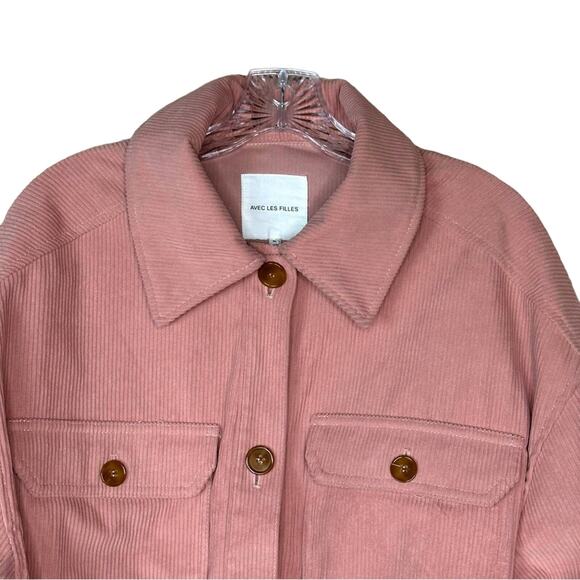 Avec Les Filles Pink Corduroy Trucker Style Cropped Jacket - Picture 2 of 12